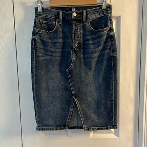 Gap Jean Skirt Size 2 Denim Button Fly Stretch